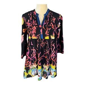 Antica Sartoria by Giacomo Cinque Artsy Tunic Top Beading Mardi Gras XL FLAW